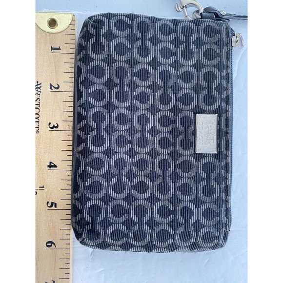 Coach Art Op Black & White Signature C Logo Leather Trim Wristlet Wallet - Picture 14 of 16